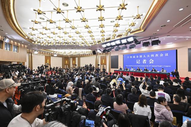 (260307) -- BEIJING, March 7, 2026 (Xinhua) -- A press conference for the fourth session of the 14th National People's Congress (NPC) on people's livelihood is held in Beijing, capital of China, March 7, 2026. (Xinhua/Li Xin)