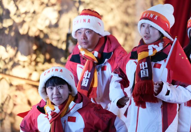 (260307) -- VERONA, March 7, 2026 (Xinhua) -- Members of the delegation of China parade during the opening ceremony of Milan-Cortina 2026 Paralympic Winter Games at Verona Olympic Arena in Verona, Italy, March 6, 2026. (Xinhua/Li Jing)