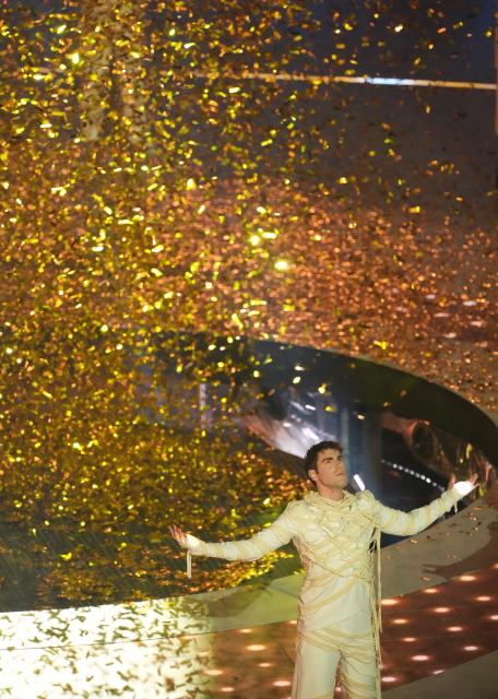 (260307) -- VERONA, March 7, 2026 (Xinhua) -- An actor performs during the opening ceremony of Milan-Cortina 2026 Paralympic Winter Games at Verona Olympic Arena in Verona, Italy, March 6, 2026. (Xinhua/Hou Jun)