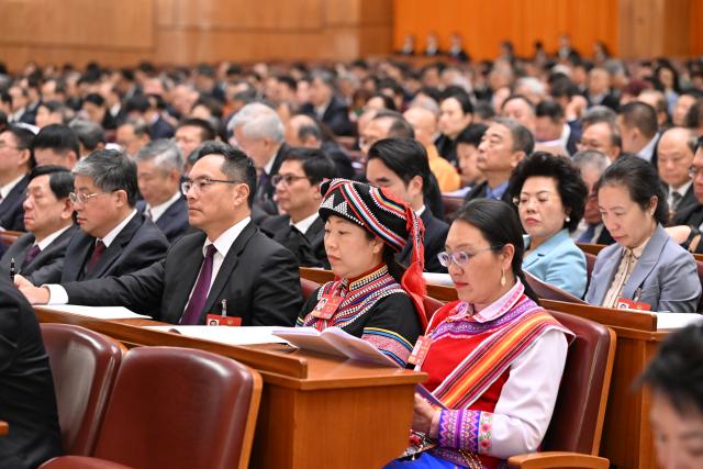 (260307) -- BEIJING, March 7, 2026 (Xinhua) -- The second plenary meeting of the fourth session of the 14th National Committee of the Chinese People's Political Consultative Conference (CPPCC) is held at the Great Hall of the People in Beijing, capital of China, March 7, 2026. (Xinhua/Yue Yuewei)