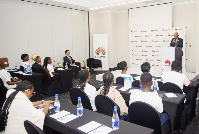 (260307) -- GABORONE, March 7, 2026 (Xinhua) -- Cecil Masiga, permanent secretary in the Ministry of Communications and Innovation, speaks at the Botswana stage of Huawei ICT competition in Gaborone, Botswana, March 5, 2026. The information and communication technology (ICT) competition sponsored by Chinese telecoms firm Huawei was hailed on Thursday as a platform for Botswanan students to benchmark their skills against internationally recognized frameworks. (Xinhua/Tshekiso Tebalo)