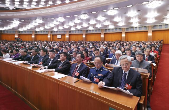 (260307) -- BEIJING, March 7, 2026 (Xinhua) -- The second plenary meeting of the fourth session of the 14th National Committee of the Chinese People's Political Consultative Conference (CPPCC) is held at the Great Hall of the People in Beijing, capital of China, March 7, 2026. (Xinhua/Liu Weibing)