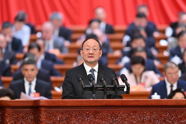 (260307) -- BEIJING, March 7, 2026 (Xinhua) -- Jiang Liping, a member of the 14th National Committee of the Chinese People's Political Consultative Conference (CPPCC), speaks at the second plenary meeting of the fourth session of the 14th CPPCC National Committee at the Great Hall of the People in Beijing, capital of China, March 7, 2026. (Xinhua/Li Tao)