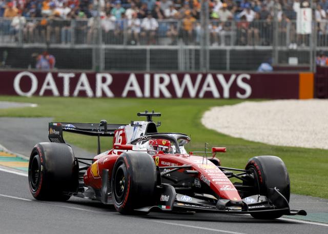 (260307) -- MELBOURNE, March 7, 2026 (Xinhua) -- Ferrari's Charles Leclerc of Monaco drives during the qualifying session of the Formula One Australia Grand Prix at Albert Park in Melbourne, Australia, March 7, 2026. (Xinhua/Ma Ping)