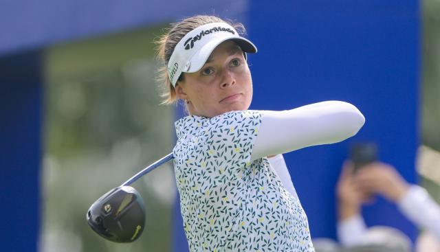 (260307) -- LINGSHUI, March 7, 2026 (Xinhua) -- Esther Henseleit of Germany plays a shot during the third round of the Blue Bay LPGA golf tournament in Lingshui, south China's Hainan Province, March 7, 2026. (Xinhua/Yang Guanyu)