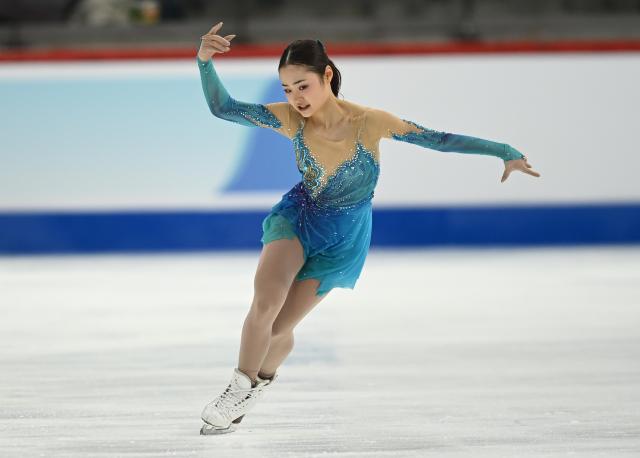 (260308) -- TALLINN, March 8, 2026 (Xinhua) -- Shimada Mao of Japan competes during the women's free skating at the ISU Figure Skating Junior World Championships in Tallinn, Estonia, March 7, 2026. (Photo by Sergei Stepanov/Xinhua)