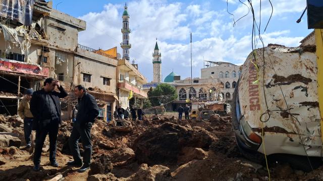 (260308) -- BEIJING, March 8, 2026 (Xinhua) -- This photo taken on March 7, 2026 shows a site struck by Israeli airstrikes in the eastern Lebanese village of Nabi Chit.
  The death toll from Israeli attacks on Lebanon since early Monday has risen to 294, with 1,023 people injured, Lebanon's authorities said Saturday. (Photo by Maher Kamar/Xinhua)