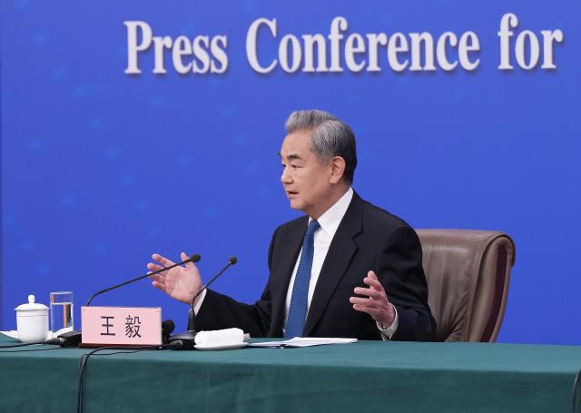 (260308) -- BEIJING, March 8, 2026 (Xinhua) -- Chinese Foreign Minister Wang Yi, also a member of the Political Bureau of the Communist Party of China Central Committee, attends a press conference on China's foreign policy and external relations on the sidelines of the fourth session of the 14th National People's Congress (NPC) in Beijing, capital of China, March 8, 2026. (Xinhua/Wang Xi)