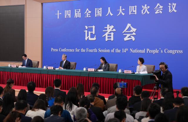 (260308) -- BEIJING, March 8, 2026 (Xinhua) -- Chinese Foreign Minister Wang Yi, also a member of the Political Bureau of the Communist Party of China Central Committee, attends a press conference on China's foreign policy and external relations on the sidelines of the fourth session of the 14th National People's Congress (NPC) in Beijing, capital of China, March 8, 2026. (Xinhua/Wang Xi)