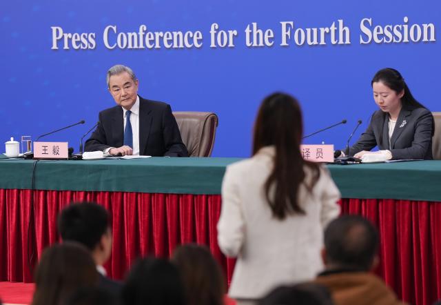 (260308) -- BEIJING, March 8, 2026 (Xinhua) -- Chinese Foreign Minister Wang Yi, also a member of the Political Bureau of the Communist Party of China Central Committee, attends a press conference on China's foreign policy and external relations on the sidelines of the fourth session of the 14th National People's Congress (NPC) in Beijing, capital of China, March 8, 2026. (Xinhua/Wang Xi)