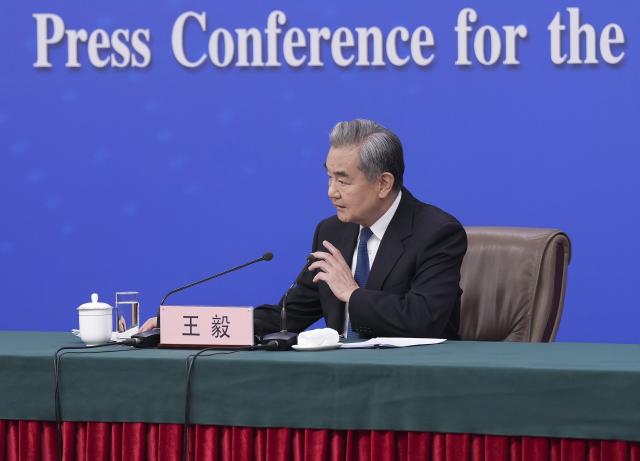 (260308) -- BEIJING, March 8, 2026 (Xinhua) -- Chinese Foreign Minister Wang Yi, also a member of the Political Bureau of the Communist Party of China Central Committee, attends a press conference on China's foreign policy and external relations on the sidelines of the fourth session of the 14th National People's Congress (NPC) in Beijing, capital of China, March 8, 2026. (Xinhua/Wang Xi)