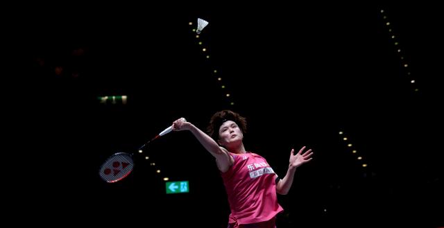 (260308) -- BIRMINGHAM, March 8, 2026 (Xinhua) -- Wang Zhiyi returns a shot during the women's singles semifinal match between Wang Zhiyi of China and Yamaguchi Akane of Japan at the All England Open Badminton Championships 2026 in Birmingham, Britain, March 7, 2026. (Xinhua/Li Ying)