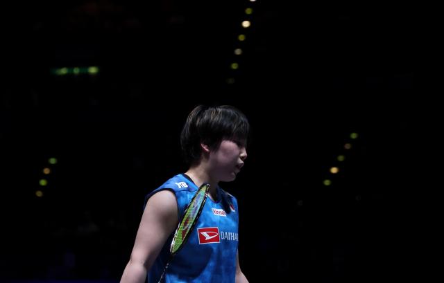 (260308) -- BIRMINGHAM, March 8, 2026 (Xinhua) -- Yamaguchi Akane reacts during the women's singles semifinal match between Wang Zhiyi of China and Yamaguchi Akane of Japan at the All England Open Badminton Championships 2026 in Birmingham, Britain, March 7, 2026. (Xinhua/Li Ying)