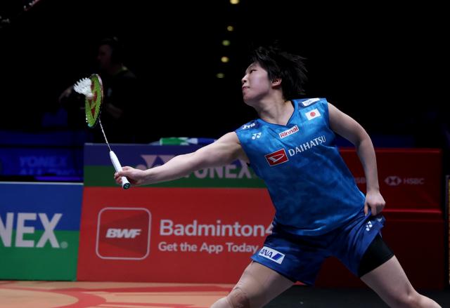 (260308) -- BIRMINGHAM, March 8, 2026 (Xinhua) -- Yamaguchi Akane returns a shot during the women's singles semifinal match between Wang Zhiyi of China and Yamaguchi Akane of Japan at the All England Open Badminton Championships 2026 in Birmingham, Britain, March 7, 2026. (Xinhua/Li Ying)