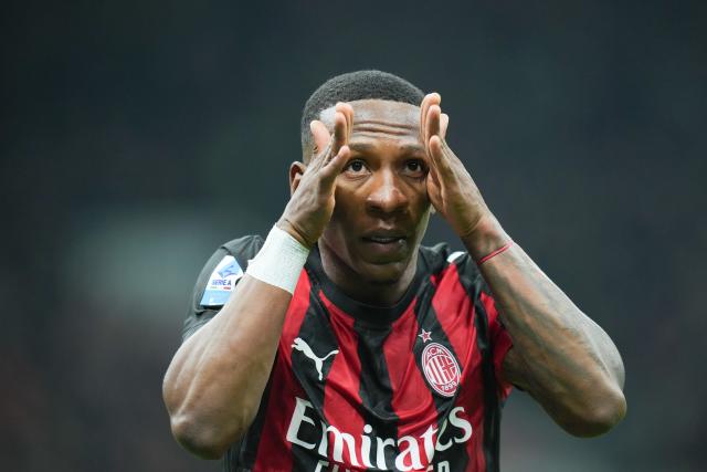 (260309) -- MILAN, March 9, 2026 (Xinhua) -- AC Milan's Pervis Estupinan celebrates his goal during an Italian Serie A football match between AC Milan and Inter Milan in Milan, Italy, March 8, 2026. (Xinhua/Li Jing)