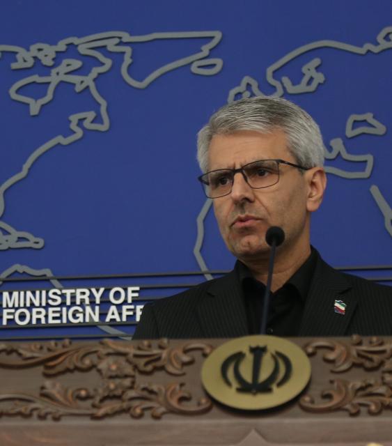 (260310) -- TEHRAN, March 10, 2026 (Xinhua) -- Iranian Foreign Ministry spokesman Esmaeil Baghaei speaks at a weekly press conference in Tehran, Iran, on March 9, 2026. Baghaei said on Monday that the main objective of the U.S. "aggression" against Iran is to dominate the country's resources. He added that at present, Iran's entire efforts and attention are focused on defending the country against the "brutal aggression." (Xinhua/Sha Dati)