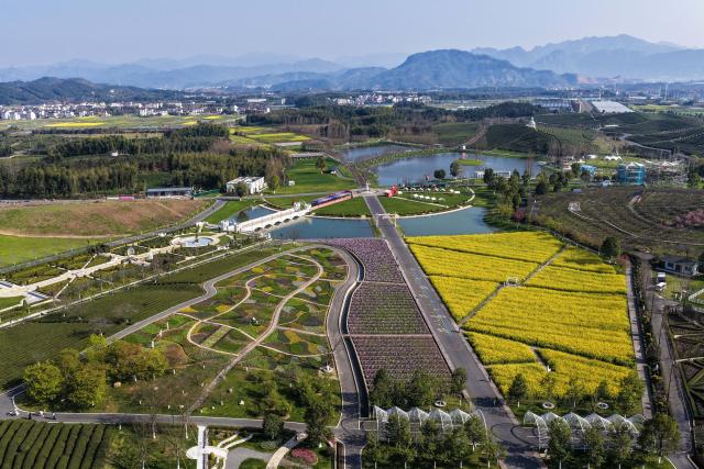 (260310) -- JINHUA, March 10, 2026 (Xinhua) -- An aerial drone photo taken on March 10, 2026 shows a scenic area in Jinhua City, east China's Zhejiang Province. (Xinhua/Xu Yu)