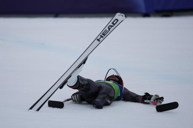 (260311) -- CORTINA D'AMPEZZO, March 11, 2026 (Xinhua) -- Thomas Grochar of Austria reacts during the Para Alpine Skiing Men's Alpine Combined Standing event at the Milan-Cortina 2026 Paralympic Winter Games in Cortina D'ampezzo, Italy, March 10, 2026. (Xinhua/Lian Yi)
