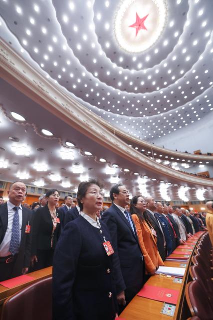 (260311) -- BEIJING, March 11, 2026 (Xinhua) -- The closing meeting of the fourth session of the 14th National Committee of the Chinese People's Political Consultative Conference (CPPCC) is held at the Great Hall of the People in Beijing, capital of China, March 11, 2026. (Xinhua/Lu Ye)