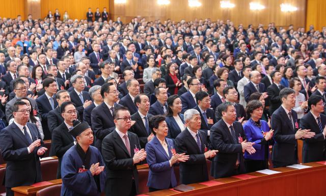 (260311) -- BEIJING, March 11, 2026 (Xinhua) -- The closing meeting of the fourth session of the 14th National Committee of the Chinese People's Political Consultative Conference (CPPCC) is held at the Great Hall of the People in Beijing, capital of China, March 11, 2026. (Xinhua/Huang Jingwen)