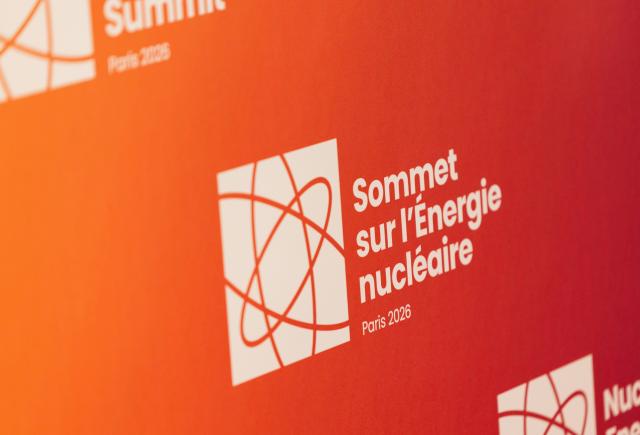 (260311) -- PARIS, March 11, 2026 (Xinhua) -- The logo of the second Nuclear Energy Summit is seen in Paris, France, on March 10, 2026. The second Nuclear Energy Summit was held here on Tuesday.
Heads of state, government leaders and senior representatives from over 30 countries, as well as heads of relevant international organizations, attended the summit and issued a joint statement titled "Safe and affordable nuclear energy for all." (Xinhua/Wu Huiwo)