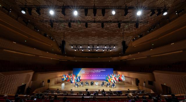 (260311) -- PARIS, March 11, 2026 (Xinhua) -- This photo taken on March 10, 2026 shows a panel discussion during the second Nuclear Energy Summit in Paris, France. The second Nuclear Energy Summit was held here on Tuesday.
Heads of state, government leaders and senior representatives from over 30 countries, as well as heads of relevant international organizations, attended the summit and issued a joint statement titled "Safe and affordable nuclear energy for all." (Xinhua/Wu Huiwo)