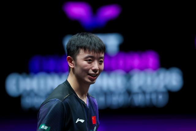 (260311) -- CHONGQING, March 11, 2026 (Xinhua) -- Chen Yuanyu of China reacts during the men's singles round of 32 match against Hugo Calderano of Brazil at the WTT Champions Chongqing 2026 in southwest China's Chongqing, March 11, 2026. (Xinhua/Huang Wei)