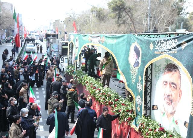 (260311) -- TEHRAN, March 11, 2026 (Xinhua) -- A funeral for Iranian high-ranking military commanders killed during strikes launched by the United States and Israel against Iran is held in Tehran, Iran, March 11, 2026. (Xinhua/Shadati)