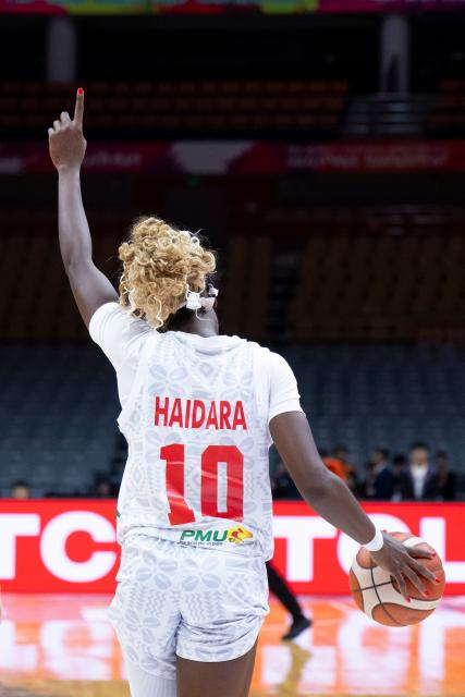 (260312) -- WUHAN, March 12, 2026 (Xinhua) -- Maimouna Haidara of Mali celebrates after the group A match between the Czech Republic and Mali at FIBA Women's World Cup Qualifying Tournaments in Wuhan, central China's Hubei Province, Feb. 12, 2026. (Xinhua/Wu Zhizun)