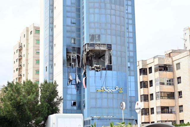 (260312) -- AHMADI GOVERNORATE, March 12, 2026 (Xinhua) -- A building damaged by a drone attack is pictured in Ahmadi Governorate, Kuwait, March 12, 2026. On Thursday morning, a residential building in southern Kuwait was struck by a drone, injuring two people and causing structural damage, according to a statement by the Kuwaiti Ministry of Defense. (Xinhua)