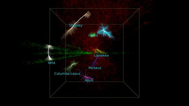 (260312) -- CAPE TOWN, March 12, 2026 (Xinhua) -- An illustrated map provided by South Africa's University of Cape Town shows the Vela Supercluster on the left. TO GO WITH "Astronomers reveal true scale of hidden Vela supercluster behind Milky Way" (South Africa's University of Cape Town/Handout via Xinhua)
