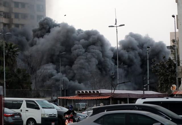 (260312) -- BEIRUT, March 12, 2026 (Xinhua) -- The photo taken on March 12, 2026 shows smoke following an Israeli airstrike in the Bachoura area of Beirut, Lebanon. The Israeli military announced on Thursday afternoon that it launched a new series of airstrikes in Beirut targeting Hezbollah targets. (Photo by Bilal Jawich / Xinhua)