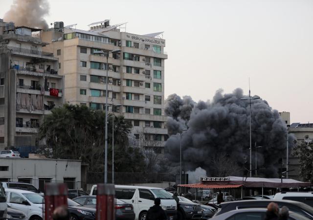 (260312) -- BEIRUT, March 12, 2026 (Xinhua) -- The photo taken on March 12, 2026 shows smoke following an Israeli airstrike in the Bachoura area of Beirut, Lebanon. The Israeli military announced on Thursday afternoon that it launched a new series of airstrikes in Beirut targeting Hezbollah targets. (Photo by Bilal Jawich / Xinhua)