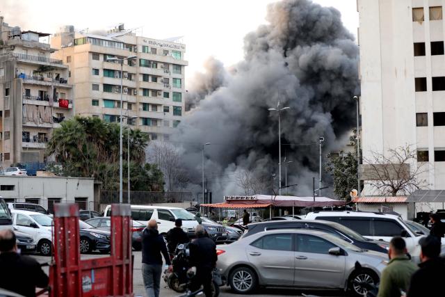 (260312) -- BEIRUT, March 12, 2026 (Xinhua) -- The photo taken on March 12, 2026 shows smoke following an Israeli airstrike in the Bachoura area of Beirut, Lebanon. The Israeli military announced on Thursday afternoon that it launched a new series of airstrikes in Beirut targeting Hezbollah targets. (Photo by Bilal Jawich / Xinhua)