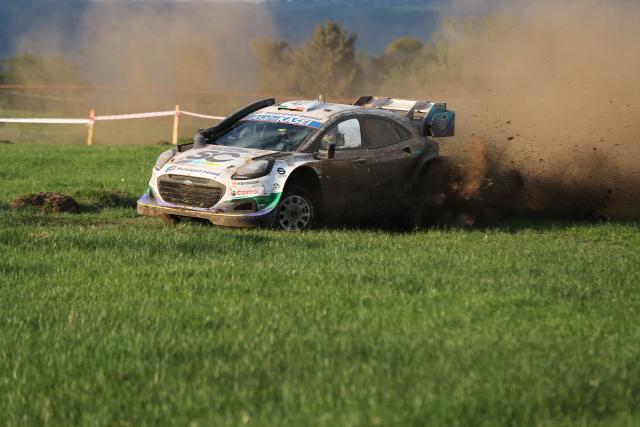 (260313) -- NAIVASHA, March 13, 2026 (Xinhua) -- M-sport Ford World Rally Team's Irish driver Jon Armstrong and his co-driver Shane Byrne compete during the WRC Safari Rally Kenya 2026 in Naivasha, Nakuru county, Kenya, March 12, 2026. (Photo by Henry Naminde/Xinhua)