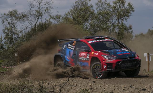 (260314) -- NAIVASHA, March 14, 2026 (Xinhua) -- British driver Gus Greensmith and his co-driver Jonas Andersson compete on the second day of the WRC Safari Rally Kenya 2026 at "Miti Mbili" in Naivasha, Nakuru County, Kenya, March 13, 2026. (Photo by Kevin Onnoka/Xinhua)