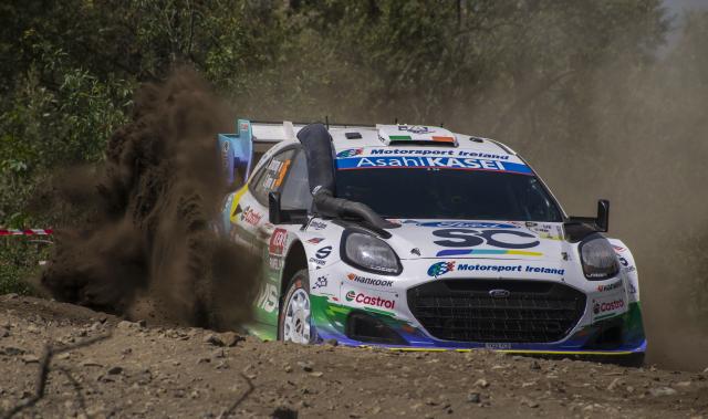 (260314) -- NAIVASHA, March 14, 2026 (Xinhua) -- M-sport ford world rally team's Irish driver Jon Armstrong and his co-driver Shane Byrne compete on the second day of the WRC Safari Rally Kenya 2026 at "Miti Mbili" in Naivasha, Nakuru County, Kenya, March 13, 2026. (Photo by Kevin Onnoka/Xinhua)
