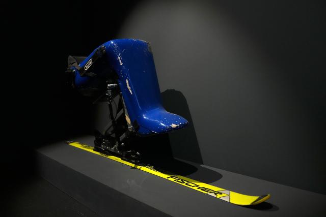 (260314) -- CORTINA D'AMPEZZO, March 14, 2026 (Xinhua) -- This photo taken on March 4, 2026 shows an old para sit-ski displayed at the Cortina Story of Sport Exhibition in Cortina D'ampezzo, Italy. Cortina d'Ampezzo, nestled in the Dolomites, a UNESCO World Heritage Site, is a winter sports destination that has hosted the Winter Olympics twice. The 1956 Winter Olympic Games left enduring venues such as the Cortina Curling Stadium, which hosted the curling events at the 2026 Winter Olympic Games and is hosting the wheelchair curling at the Paralympic Winter Games.  
Cortina's winter sports heritage dates back to 1897, with legendary slopes including the Olympia delle Tofane.
As the 2026 Paralympic Winter Games conclude on March 15, Cortina will host the closing ceremony. The flame's extinguishment here will symbolize unity, bridging 70 years of Olympic legacy. (Xinhua/Hou Zhaokang)