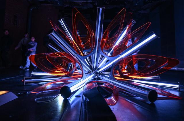 (260314) -- MADRID, March 14, 2026 (Xinhua) -- A light installation is pictured at LuzMadrid 2026, an international light festival, in Madrid, Spain, March 13, 2026.
  LuzMadrid 2026 is held here from March 12 to March 14. (Xinhua/Cheng Min)