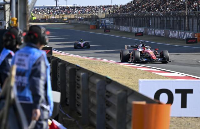 (260314) -- SHANGHAI, March 14, 2026 (Xinhua) -- Ferrari's Charles Leclerc (Front) of Monaco competes during the Qualifying of Formula One Chinese Grand Prix at Shanghai International Circuit in Shanghai, China, March 14, 2026. (Xinhua/Chen Haoming)