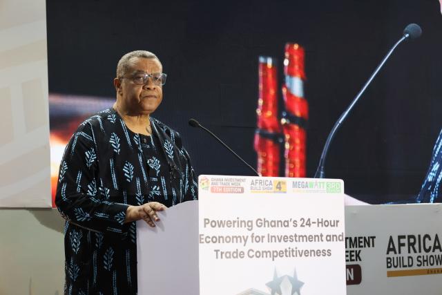 (260708) -- ACCRA, July 8, 2026 (Xinhua) -- Augustus Obuadum Tanoh, senior presidential advisor and coordinator of the 24-Hour Economy program, speaks during the three-day Ghana Investment and Trade Week and Africa Build Show in Accra, Ghana, July 7, 2026. TO GO WITH "Ghana mulls renewable energy, e-mobility investments to power 24-hour economy" (Photo by Seth/Xinhua)