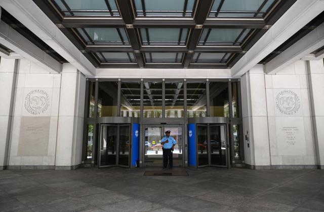 (260708) -- WASHINGTON, July 8, 2026 (Xinhua) -- Photo taken on July 8, 2026 shows the International Monetary Fund (IMF) Headquarters in Washington, D.C., the United States. The International Monetary Fund on Wednesday projected that global growth will slow to 3.0 percent in 2026 before recovering to 3.4 percent in 2027. (Xinhua/Li Rui)