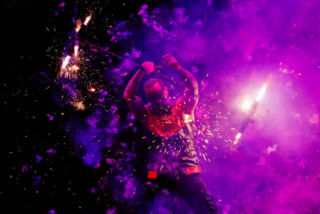 (260709) -- CANBERRA, July 9, 2026 (Xinhua) -- A performer presents a fire show during the "Winter in the City" event in Canberra, Australia, July 8, 2026. (Photo by Chu Chen/Xinhua)