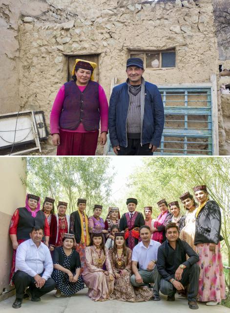 (260709) -- TAXKORGAN, July 9, 2026 (Xinhua) -- This combo photo shows Duri Jarman and his wife posing for photos in front of his old residence before relocation in Taxkorgan Tajik Autonomous County, northwest China's Xinjiang Uygur Autonomous Region, Nov. 13, 2018 (above, photo by Xinhua photographer Hu Huhu) and Duri Jarman (1st L, front) and his wife (1st L, back) posing for photos with Nurkerim (6th R, back) and his bride (7th R, back) along with other guests attending the wedding in Taxkorgan Tajik Autonomous County, northwest China's Xinjiang Uygur Autonomous Region, June 30, 2026 (below, photo by Yizaraili Feizali). This summer, happiness filled the air around the home of herdsman Duri Jarman. His youngest son Nurkerim tied the knot with his beloved woman. Weddings of the Tajik ethnic group usually last three days. Inscribed on the national intangible cultural heritage list in 2008, the wedding customs of the Tajik ethnic group maintain unique traditions and are always described as festivals of music, dance and food to showcase the resplendent newlyweds and their propitious marriage.
  In Aimin Village, this wedding also serves as a vivid epitome of the eight-year transformative leap brought by the poverty alleviation relocation program.
  In the winter of 2018, Jarman and his family benefited from the relocation policy for poverty alleviation and settled in Aimin Village. They gradually adapted to the changes, enjoying a new life different from that of their ancestors. Jarman ran a small grocery store with Nurkerim, while his eldest and second sons both landed stable new jobs. Nurkerim also bought a pickup truck to run a transport business. It was this business that brought him together with his wife. For this family, the relocation is not only an opportunity for development, but also a path leading to happiness.
  Over the past eight years, Jarman has expanded his courtyard and planted saplings year after year. His small yard, where not a single tree used to grow, is now shaded by lush, thriving woods. As relocation sites of the poverty alleviation relocation program, Aimin Village and neighboring Fumin Village are now home to 321 households, with at least one person employed per household on average. (Xinhua)