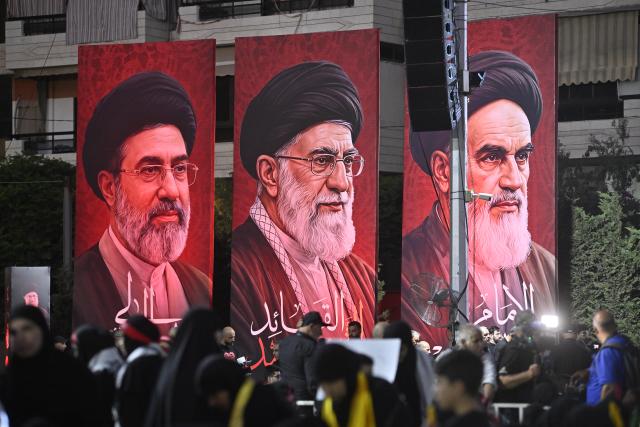 (260709) -- BEIRUT, July 9, 2026 (Xinhua) -- Photo taken on July 8, 2026 shows a mass gathering to commemorate Iran's late Supreme Leader Ali Khamenei in Beirut's southern suburbs, Lebanon. (Photo by Bilal Jawich/Xinhua)