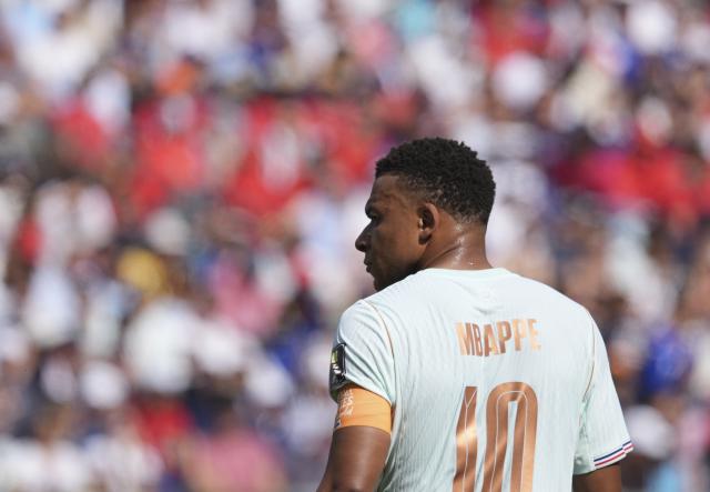 (260710) -- BOSTON, July 10, 2026 (Xinhua) -- Kylian Mbappe of France reacts during the quarter final match between France and Morocco at the 2026 FIFA World Cup at Boston Stadium in Boston, the United States, July 9, 2026. (Xinhua/Lui Siu Wai)