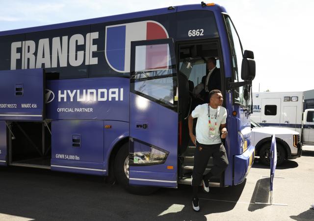 (260710) -- BOSTON, July 10, 2026 (Xinhua) -- Kylian Mbappe of France arrives before the quarter final match between France and Morocco at the 2026 FIFA World Cup at Boston Stadium in Boston, the United States, July 9, 2026. (Xinhua/Hu Xingyu)