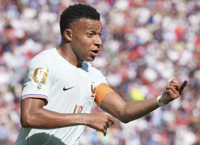 (260710) -- BOSTON, July 10, 2026 (Xinhua) -- Kylian Mbappe of France reacts during the quarter final match between France and Morocco at the 2026 FIFA World Cup at Boston Stadium in Boston, the United States, July 9, 2026. (Xinhua/Lui Siu Wai)