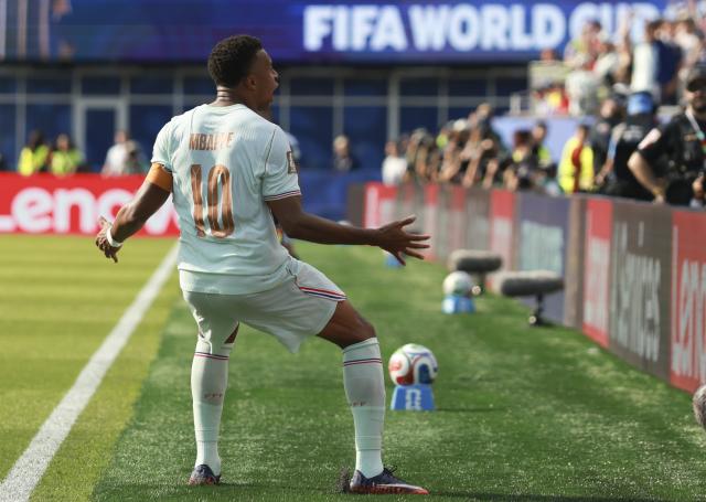 (260710) -- BOSTON, July 10, 2026 (Xinhua) -- Kylian Mbappe of France celebtares scoring during the quarter final match between France and Morocco at the 2026 FIFA World Cup at Boston Stadium in Boston, the United States, July 9, 2026. (Xinhua/Hu Xingyu)