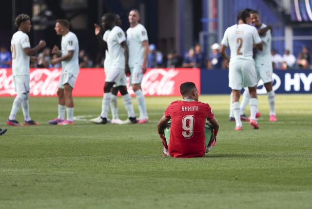 (260710) -- BOSTON, July 10, 2026 (Xinhua) -- Soufiane Rahimi of Morocco reacts after the quarter final match between France and Morocco at the 2026 FIFA World Cup at Boston Stadium in Boston, the United States, July 9, 2026. (Xinhua/Xu Zijian)